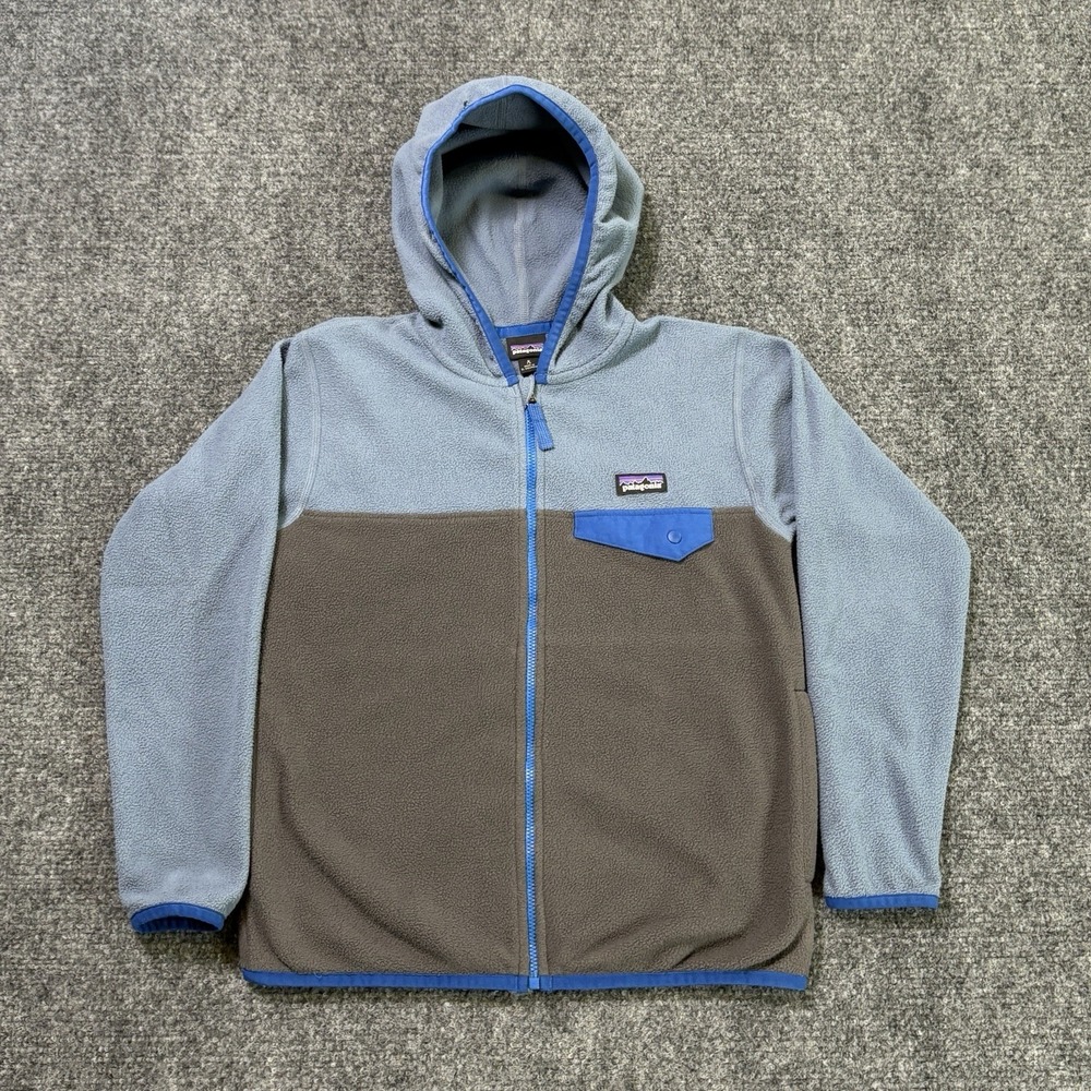 Patagonia Micro D SnapT Jacket Kids Small (7-8) Blue Gray Fleece Full Zip Hoodie